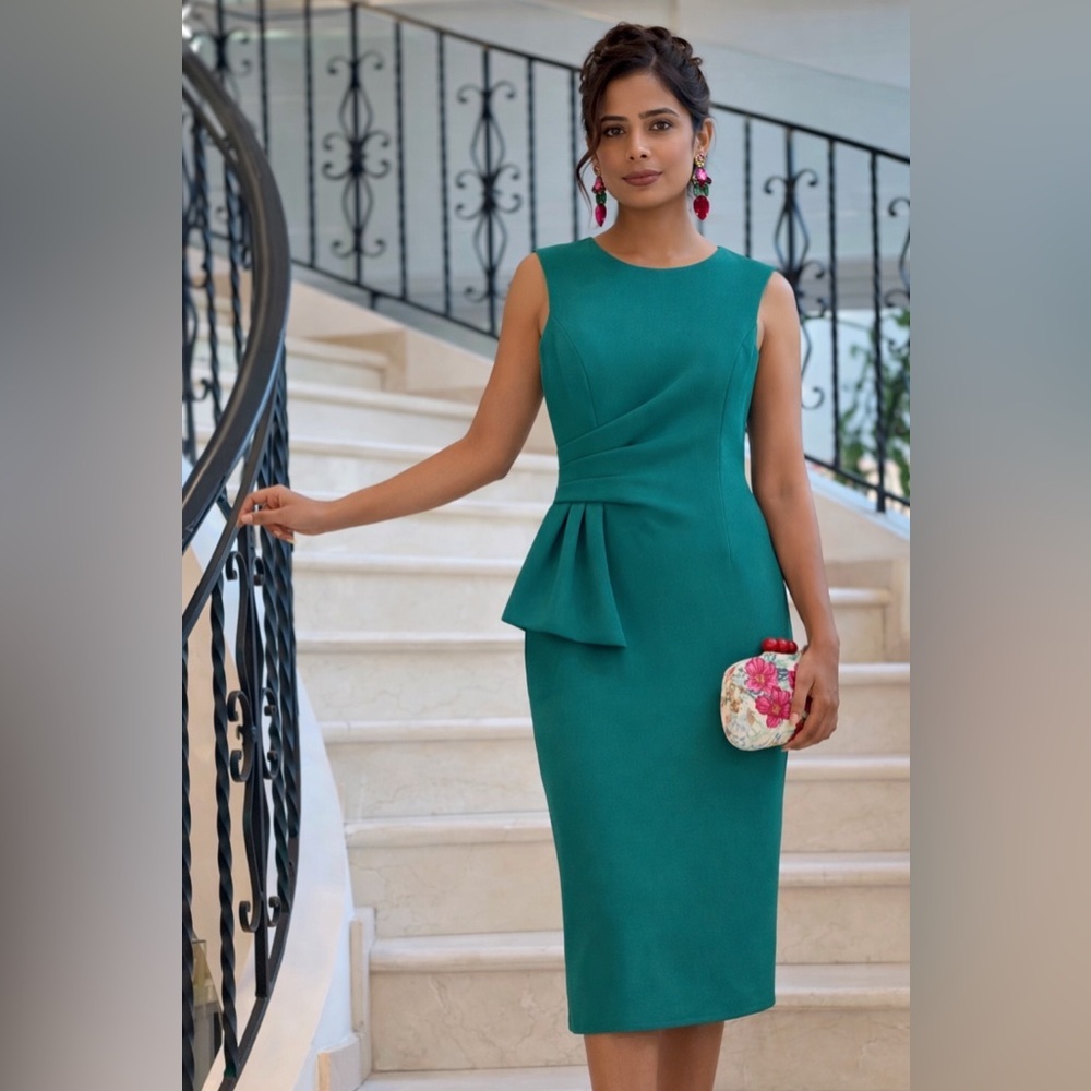 Eliza J Teal Midi Sheath Dress